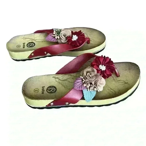 BABE Woman Slide Summer Sandals with Flowers Size 6 - Picture 2 of 6